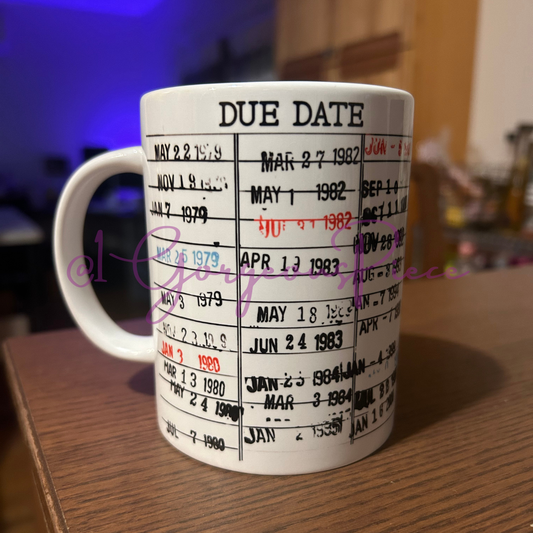 Vintage Library Due Date Mug